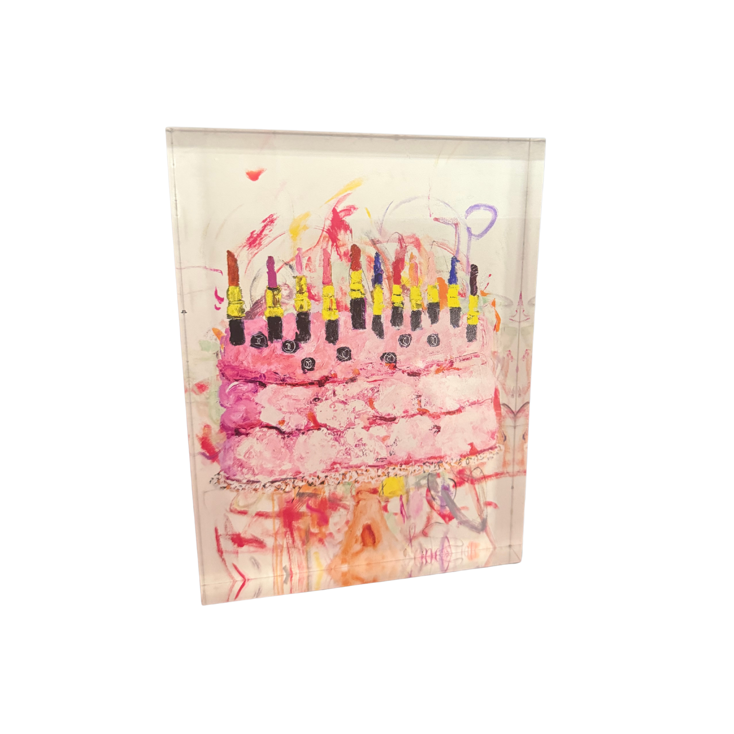 Designer Acrylic Art Blocks - Birthday Cake