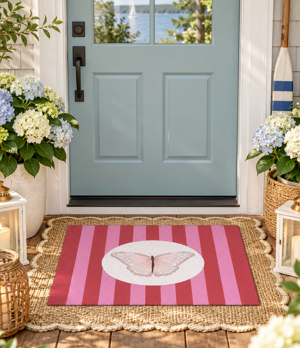 Butterfly Stripe Welcome Mat