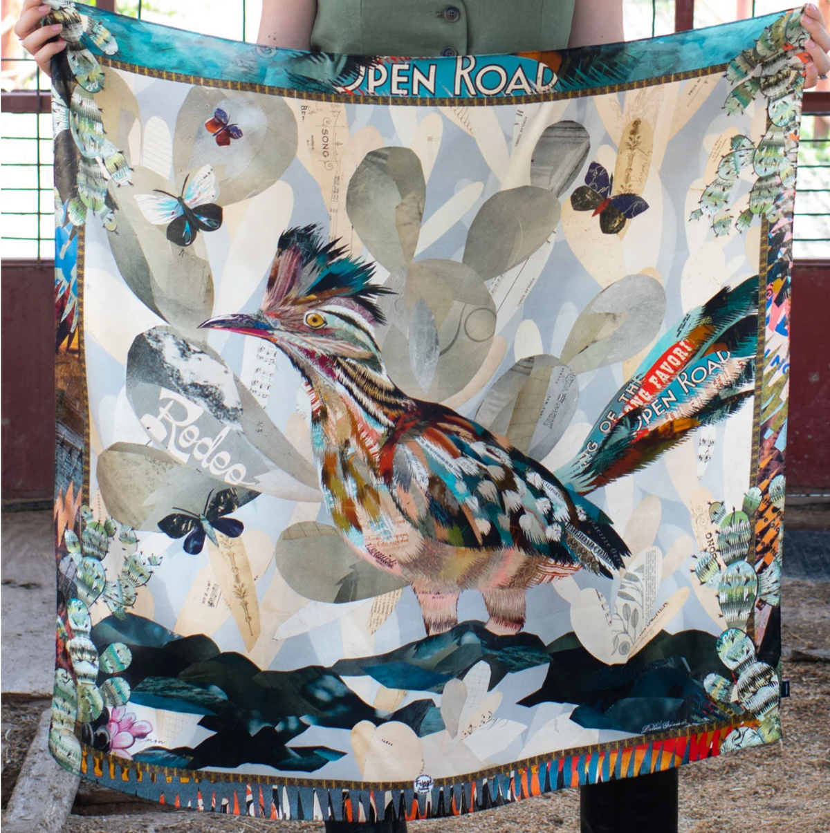 Fringe Indigo Morning Silk Scarf 35X35
