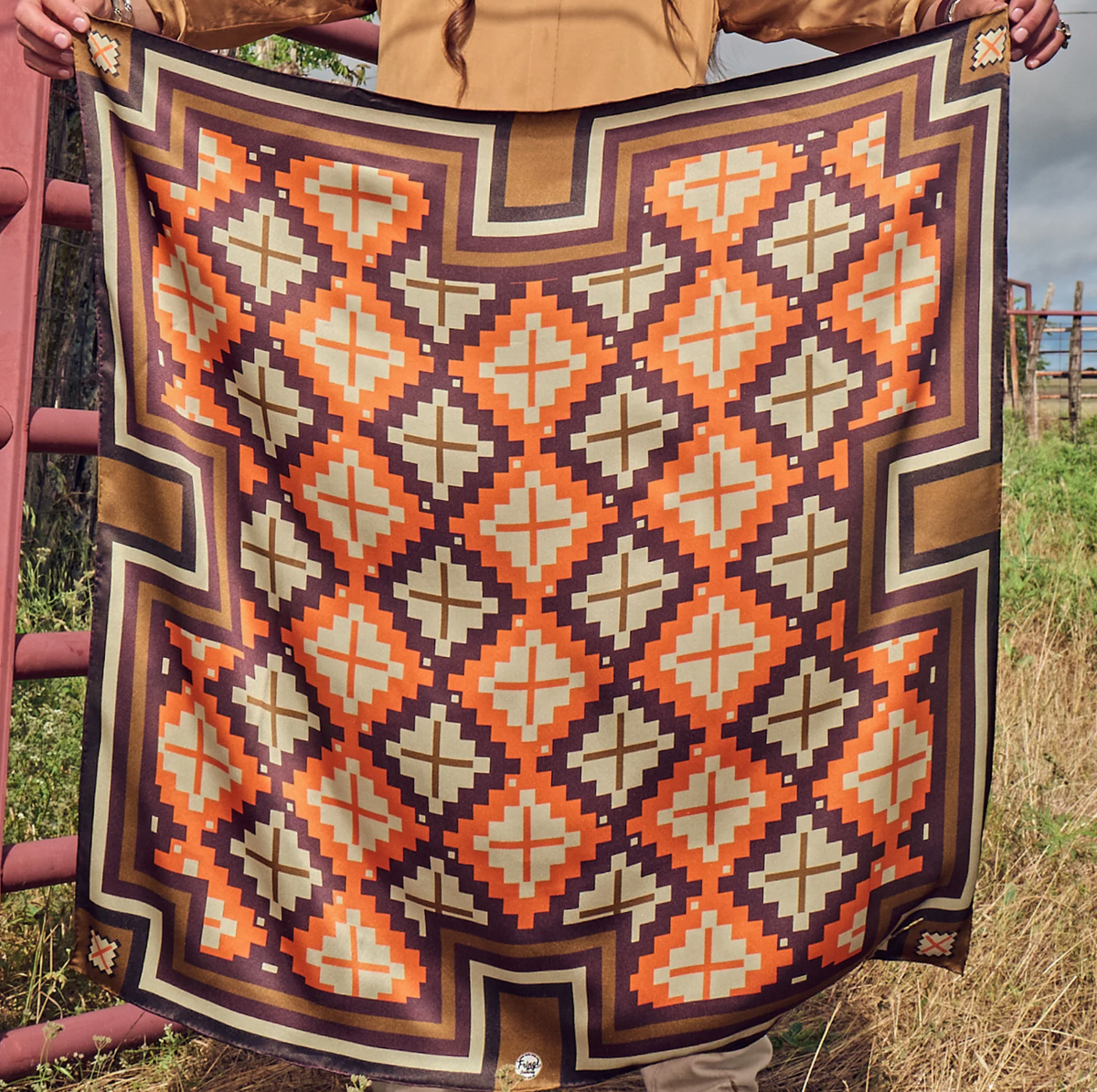 Fringe El Azteca Silk Scarf 26X26
