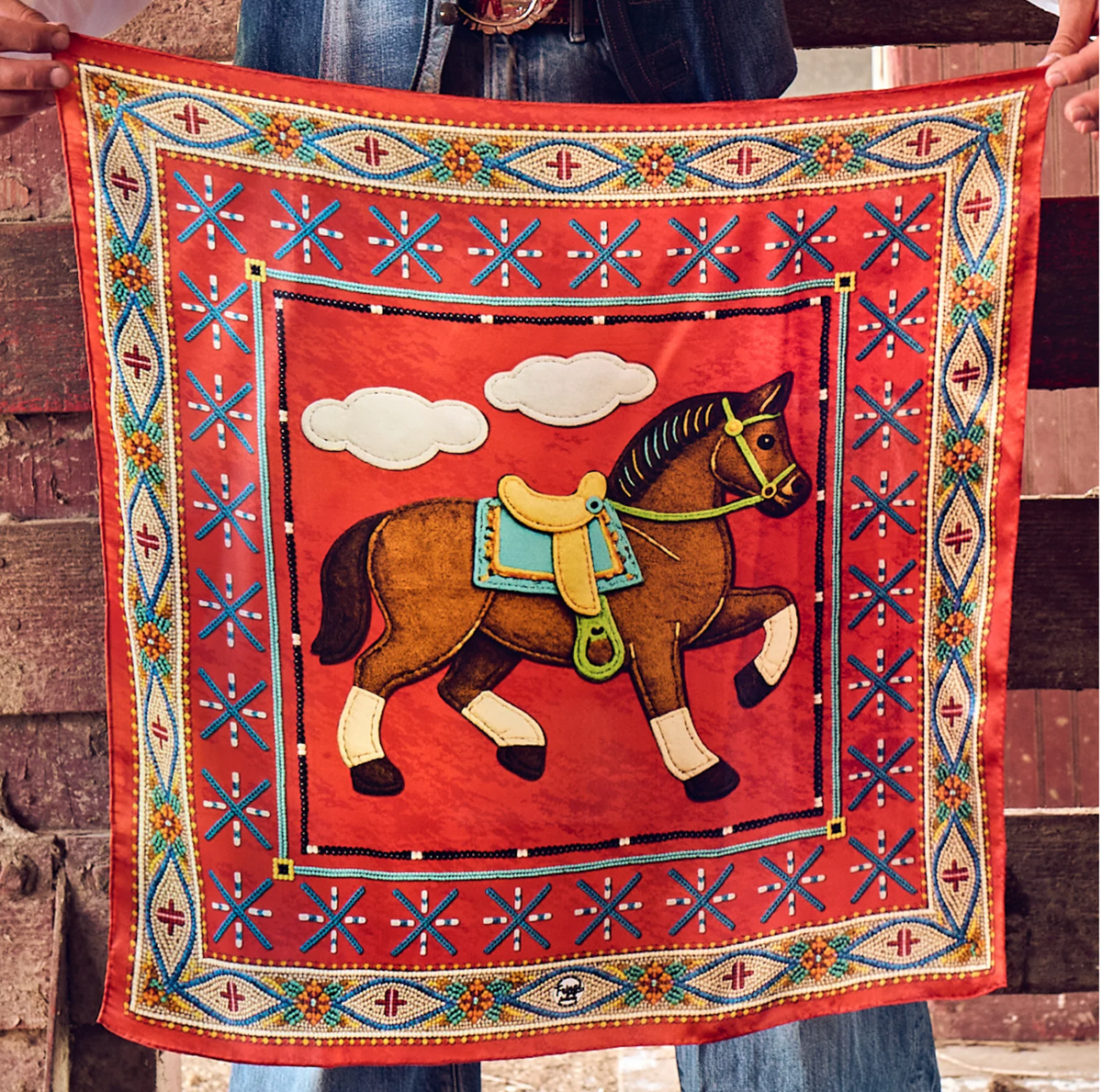 Fringe Head in the Clouds Silk Scarf 26X26